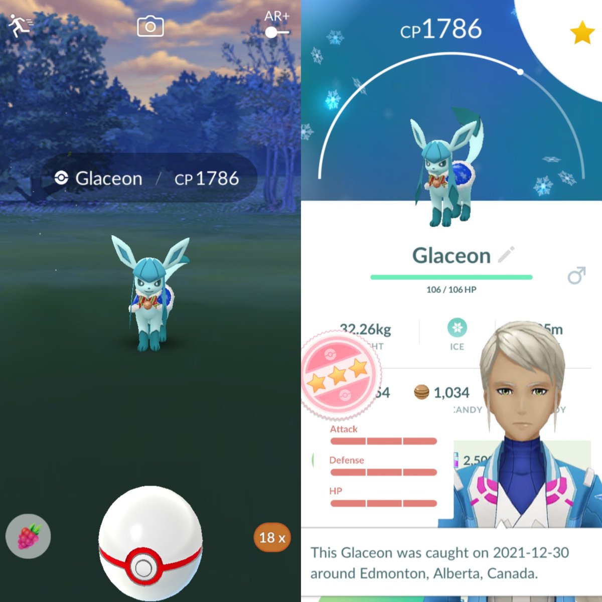 campbell_damion's tweet photo. HUNDO Winter Costume Glaceon caught this afternoon. 😍💪🏾❄
#PokemonGO #hundopokemon #hundohype https://t.co/5GND1Py7iL