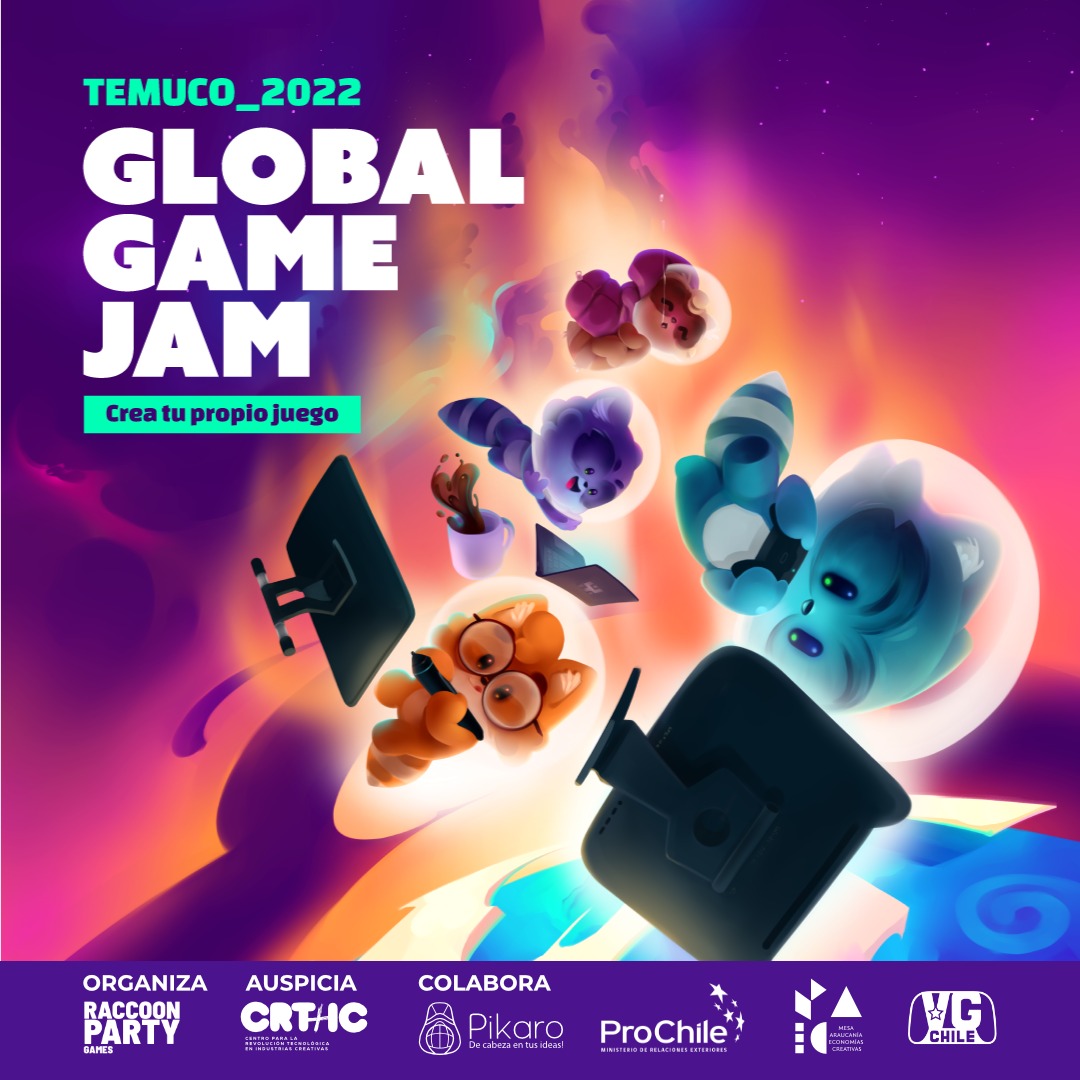 Global Game Jam Temuco 2022 se desarrollará entre el 28 y el 30 de Enero en formato Online.

Para participar deben inscribirse en el siguiente link:
globalgamejam.org/2022/jam-sites…

#GlobalGameJam #ggjtemuco2022 #ggjtemuco #raccoonpartygames #SedeTemuco #Videojuegos #videogames