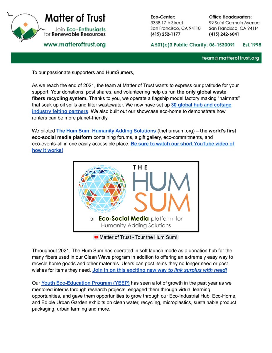 TheHumSum's tweet photo. As we reach the end of 2021, our team wants to express our gratitude for your support. Below is our full end-of-year letter. You can also access it here: https://t.co/UQEJFTBqRO.

Donations can be made here: https://t.co/jW6YRPxHSt 

Thank you and happy new year! 💫 https://t.co/fJrekoR9gx