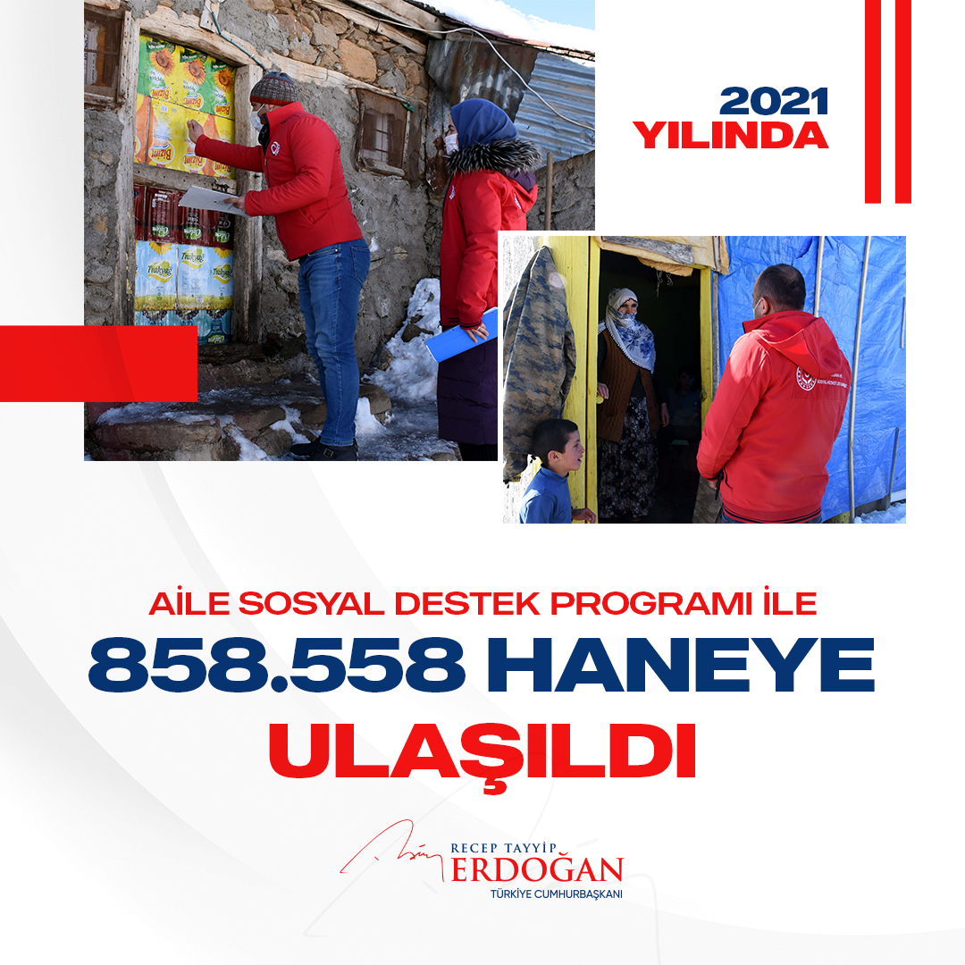RTErdogan's tweet photo. Aile Sosyal Destek Programı ile 858 bin 558 haneye ulaştık. https://t.co/1ZYWLnOlsk