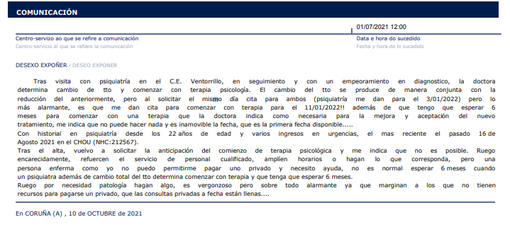 Paulinya_diaz's tweet photo. @SaludTwitt @SanidadeXunta @ministeriosalud  ..pedimos ayuda y esta es la respuesta...además de aconsejarte de que llames al telefono de la esperanza....esto es de juzgado https://t.co/MHuSHydpVi