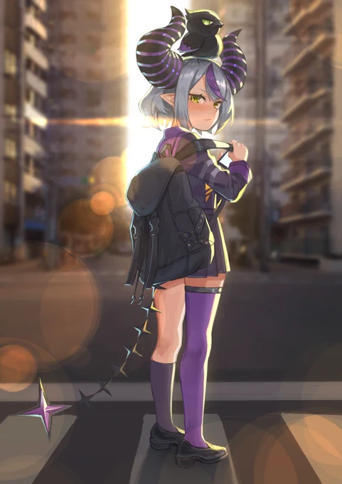 #Laplus_Artdesu 
夕陽と吾輩 