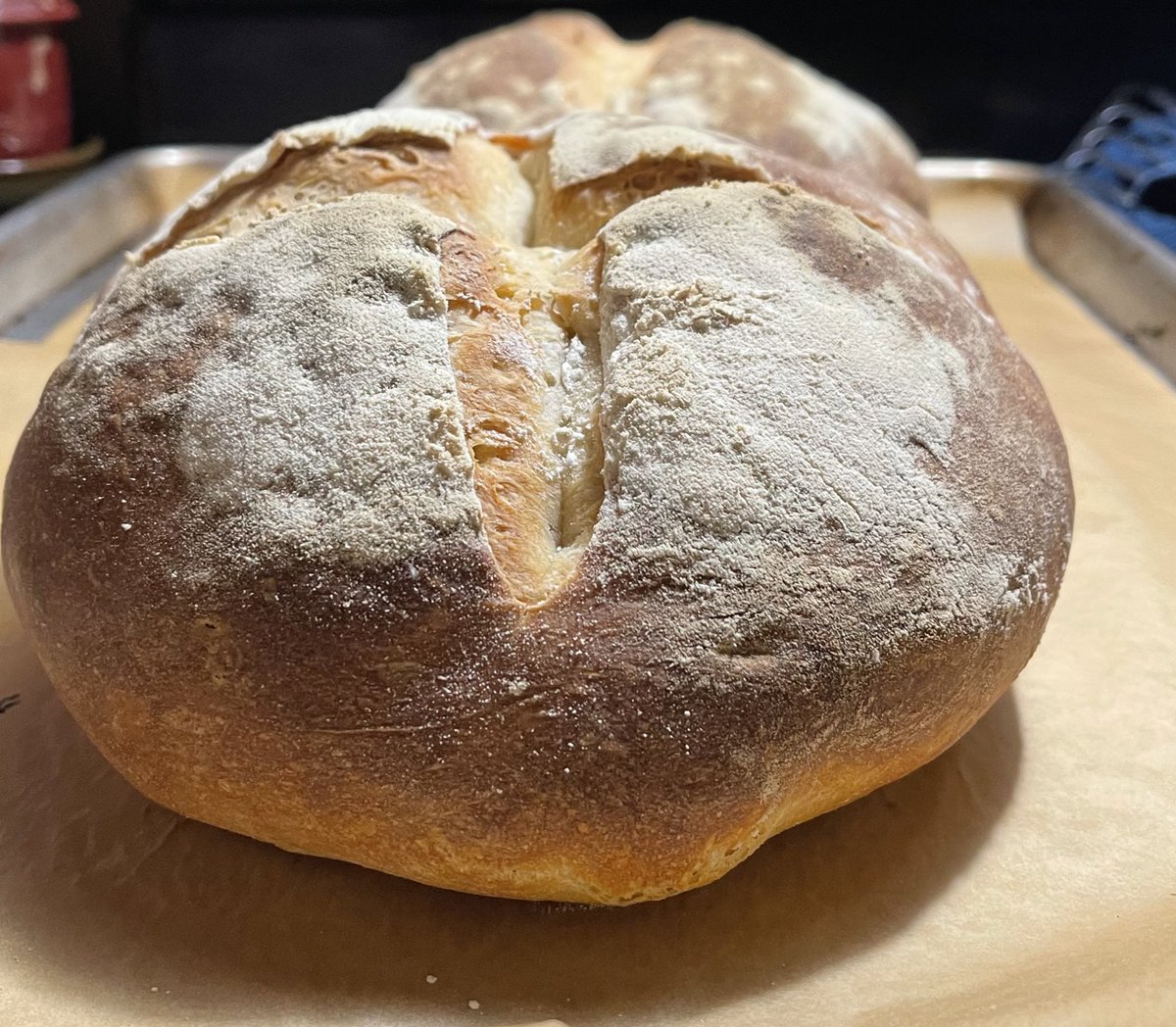 DrKWassel's tweet photo. Made some naturally leavened (no extra yeast) sourdough tonight. I’m really happy with my starter and these loaves. #PABakes #PoliSciBakes https://t.co/K1jRaolfkm