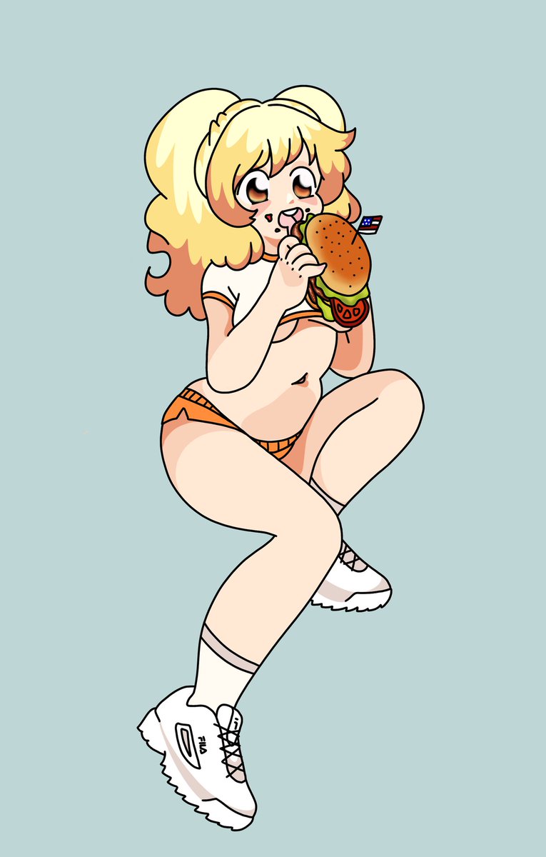 tegos_world's tweet photo. pochaco inspired gal eating an impossible burger! #superpochaco #pochaco #anime #animegirl #plussize #plussizedanime #animehooters #impossibleburger #hootersgirl https://t.co/iM56P0D5LR