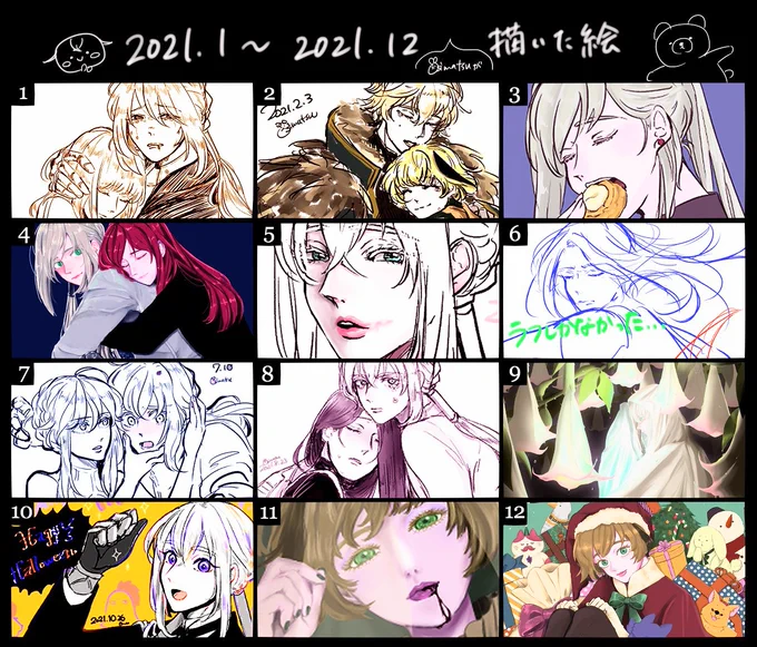 私も今年をふりかえりました～!毎年ながら落書きばっかだ!😌 