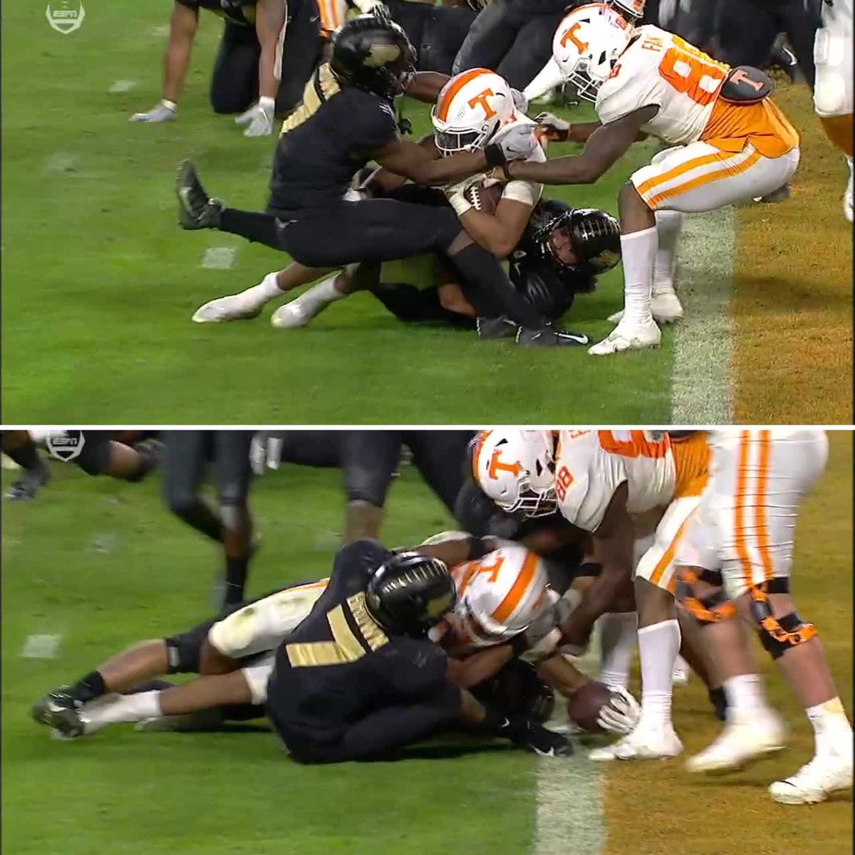 Tennessee was denied a TD after this play was ruled a turnover on downs: