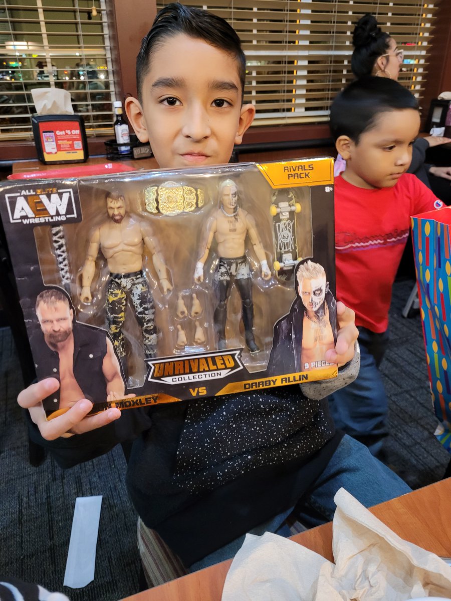 proud2beEMO's tweet photo. My boy is so happy that he got 2 of his three heros for his birthday @DarbyAllin and @JonMoxleyDotNet hes just waiting on his @orangecassidy https://t.co/8kwojLCXkz
