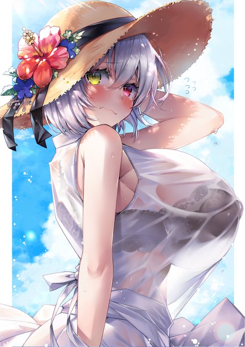 ・シスターちゃんのイラスト差分
局所的に水がかかってしまい、濡れ透けアップの姿。
ブラ越しでも主張する恥ずかしい乳首まで丸わかりに……

※無断転載とか勝手に持ってって使ったりするのはNGですよ
※イラストはコミッションとして制作を依頼したものです
※シロン先生に描いていただきました!! 