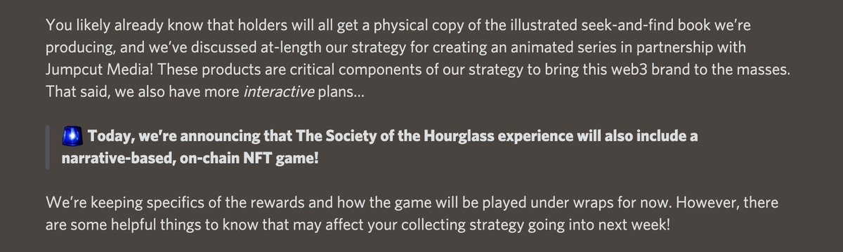 We announced some pretty major news in our Discord earlier today. Did someone say GAME?!

Details in our Discord. Trivia Night starts in 5 minutes, so come get the alpha and have a blast with us! 🚨

discord.gg/societyoftheho… #NFTGame