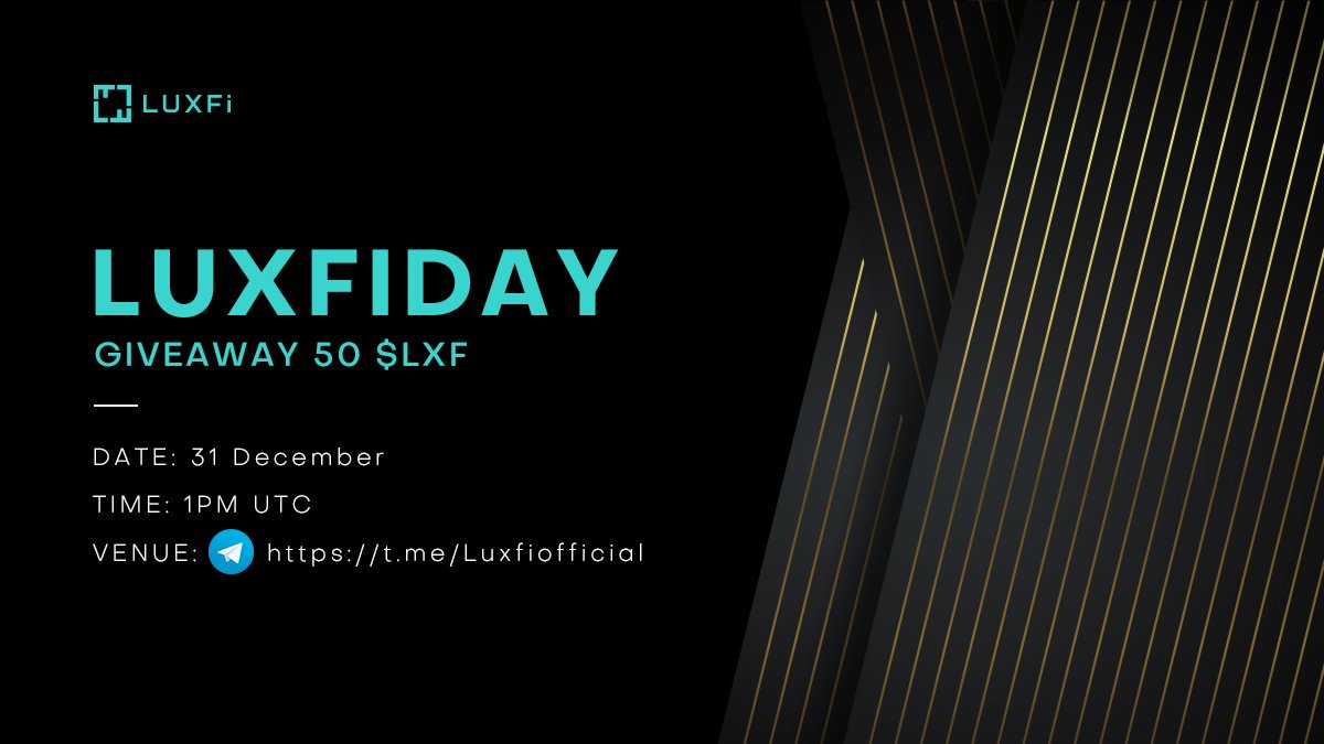 #TGIF, it’s #LuxFiDay!

It's the last day of the year! Can you share with us your expectations for LuxFi in #2022? 🎉🚀💥 

5 coolest answers will be picked and win 10 $LXF each 😎💸