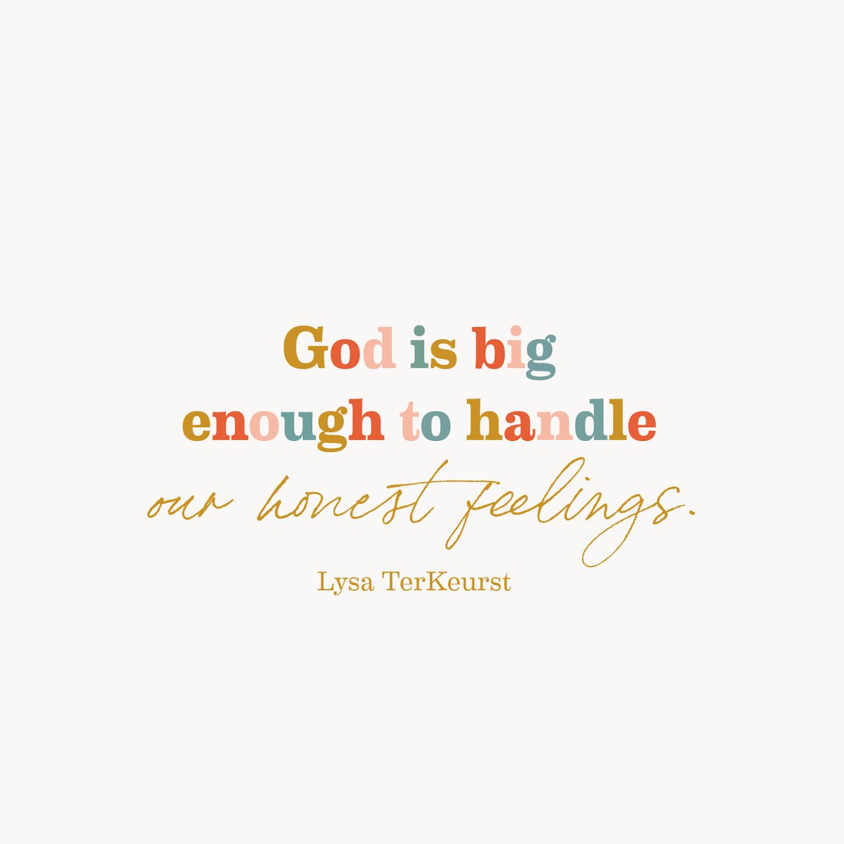 LysaTerKeurst's tweet photo. Being honest with God is essential in paving an authentic connection from our heart to His. Pretending to be fine would be fake at best, deadening at worst.
 
If something hurts, we can tell Him.  We can take our gut-honest feelings to God and ask him to help us process them. https://t.co/Nu0PLZ42dd