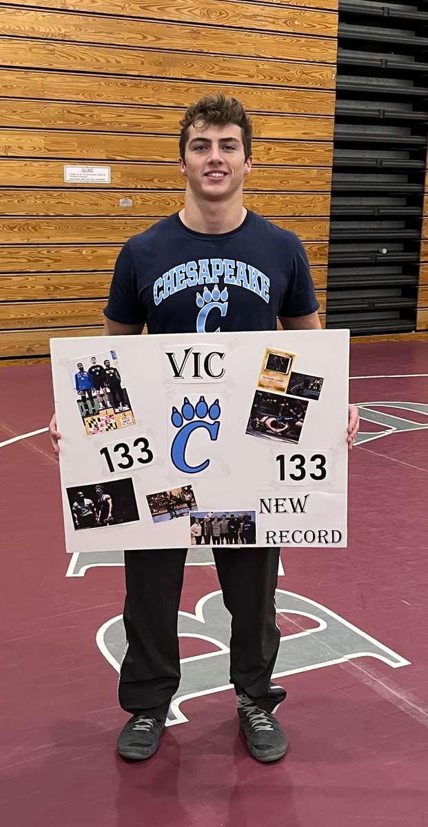 Ches_Athletics's tweet photo. Congratulations Vic Listorti - he is now Chesapeake’s all time leader in wins with 133. @CHSWrestling76 @IMChesapeakeHS #cougarpride https://t.co/edlpnq8ywl