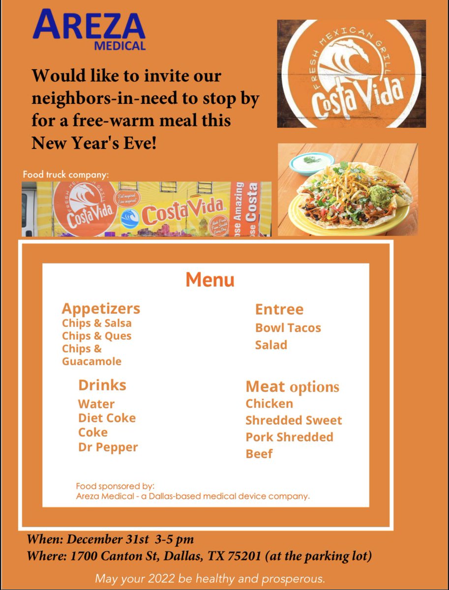 arezamedical's tweet photo. #NewYearsEve is the darkest night of the year with the highest rate of #Suicide. Check-in on friends and neighbors.
In efforts to help our community, if you are in need of a warm meal tomorrow evening, come join us. #Dallas #HappyNewYear2022 #SuicidePrevention #SuicideAwareness https://t.co/8Ruoyfd7ml