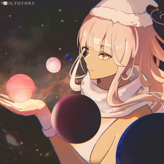 <12 Days Of Christmas series>
6- planet-laying 

Cosmos is dark but colorful
#12DaysofholoEN
#galaxillust 