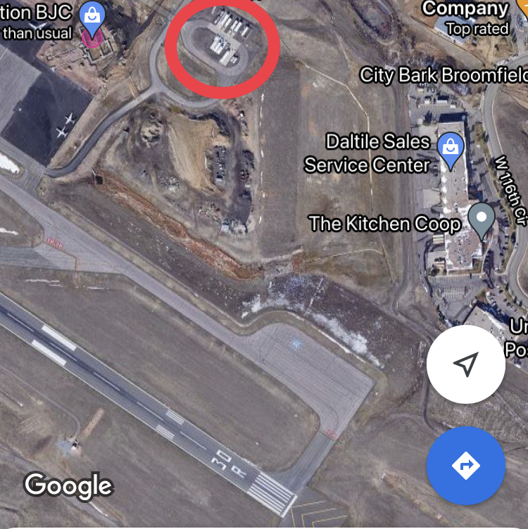 RedIntelPanda's tweet photo. I’m fearful of the fire sweeping Rocky Mount Metropolitan Airport, as it appears to have capacity for a couple hundred thousand gallons of jet fuel and AvGas on the airfield: 

#boulderfire #interlocken #Broomfield https://t.co/ypIIBMeQPR