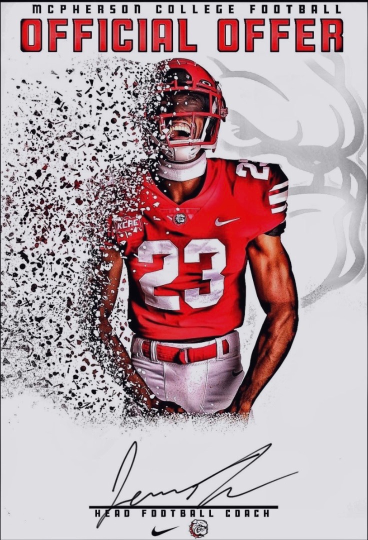 Extremely blessed and grateful to have received a scholarship offer to play football at McPherson College. Thank you <a href="/CoachJFisc/">Coach Fiscus</a>