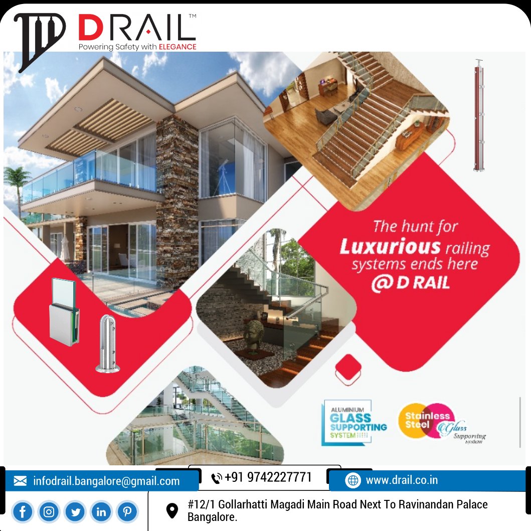 drail_railing's tweet photo. #drail #tulsiproducts #modularrailing #architecture #bangalore #glassrailing #interiordesign #railings #railing #profilerailing #DigitalMarketing #interior #aluminium #profile #piperailing #glass #frameless #interiors https://t.co/OmotIDlcPI
