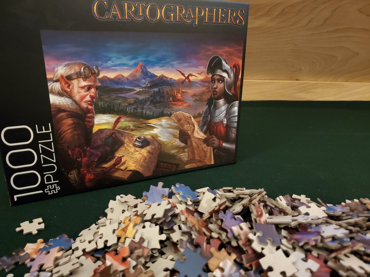 2ndStarToLeft's tweet photo. Long weekend means it's a perfect time to puzzle out the new year! We were generously gifted this beautiful puzzle of one of our favorite games by @tim_virnig and we have the perfect long weekend to spend watching movies and doing this puzzle! #cartographers #secondstartotheleft https://t.co/gmACRzk3Yv