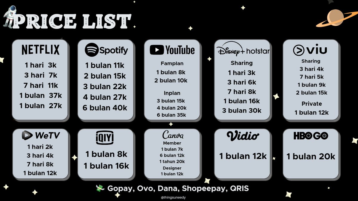 thingsuneedy's tweet photo. halo👋🏻 aku open order aplikasi premium ya🙆🏻‍♀️ order fastrep di wa😻 marii dibelii✨

tag. ada yang jual netflix spotify youtube murah sebulan 3k 4k 5k, wetv harian, disney hotstar harian murah, hbo go, picsart https://t.co/Pn8jYvdAIg