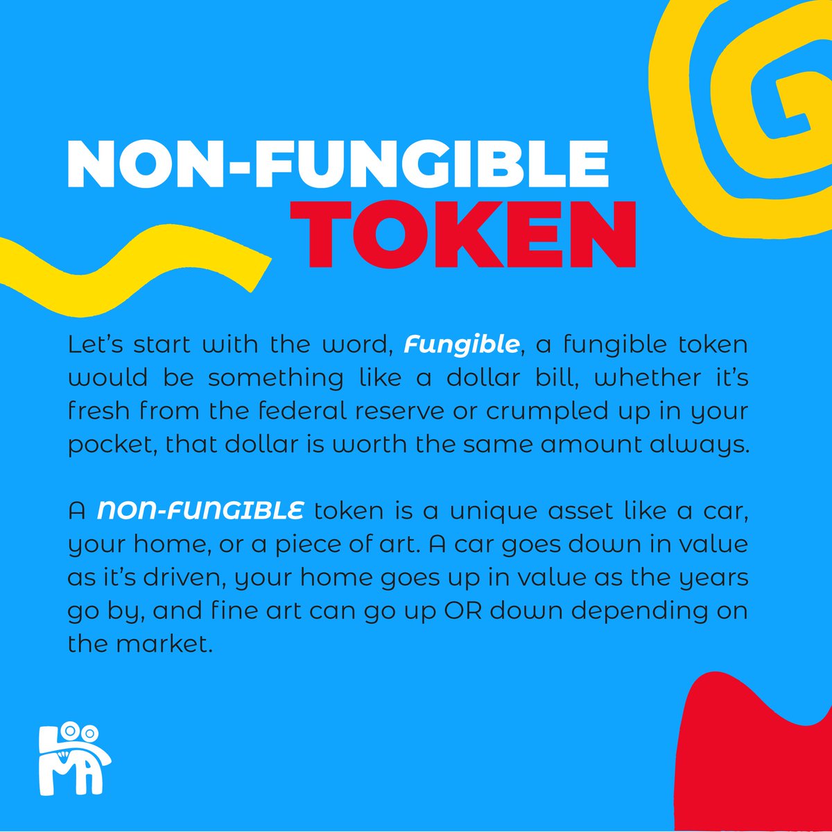 loomagroup's tweet photo. What is an NFT? 😵‍💫

Follow @loomagroup for more NFT education!💡

#cryptocurrency #cryptonews #NFTs #NFTCommunity #NFT #nftcrypto #nftdrop https://t.co/FlHi3Cj386