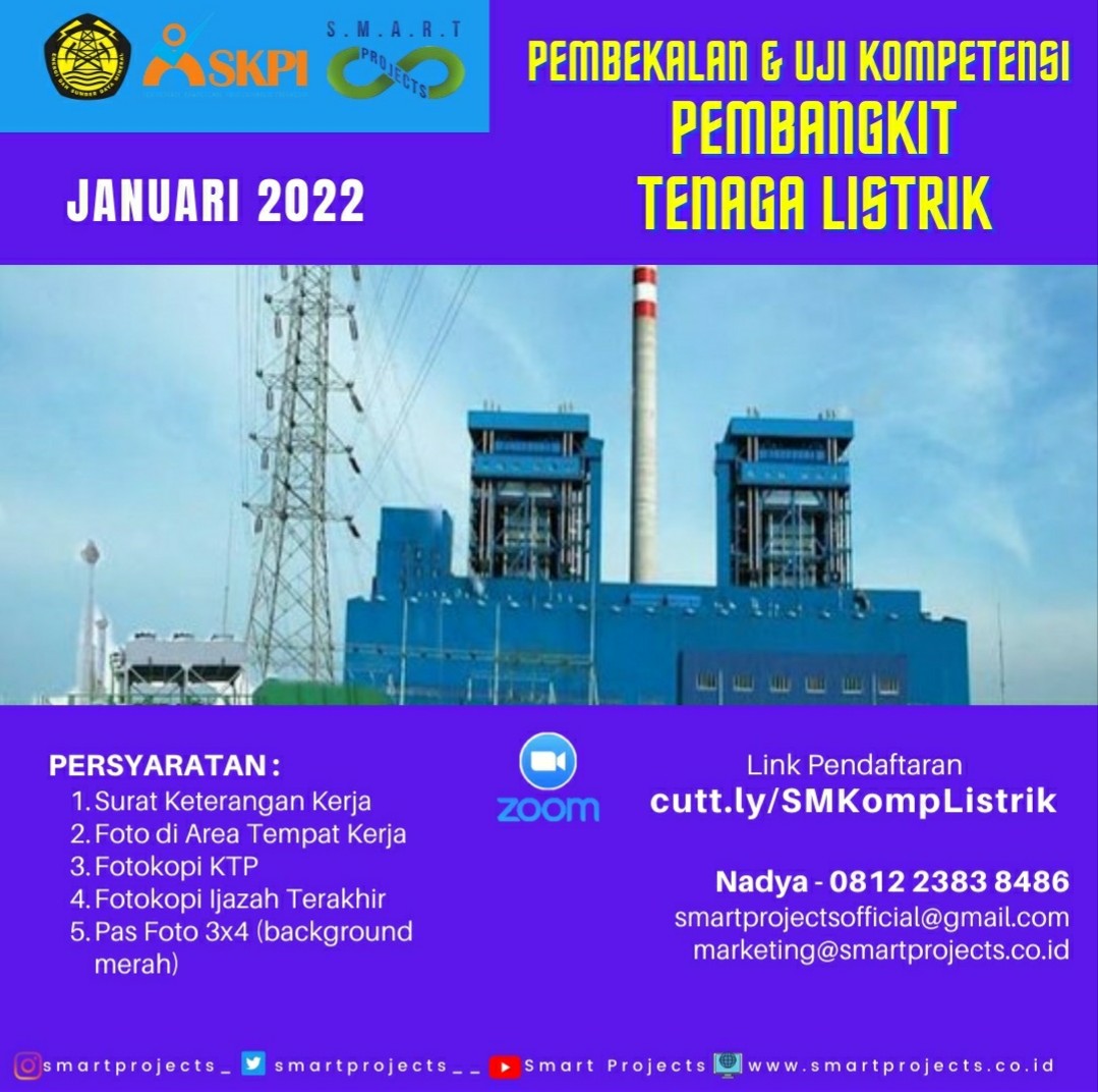 SmartProjects__'s tweet image. 🌟Uji kompetensi Bidang Pembangkit Tenaga Listrik Januari 2022🌟
💵PROMO BUY 2 DISKON 3💵
🙋Daftar : cutt.ly/SMKompListrik
☎Informasi :
0812 2383 8486
smartprojectsofficial@gmail.com
smartprojects.co.id
#listrik #turbin #proyeklistrik #indonesia #ujikompetensi #PLN