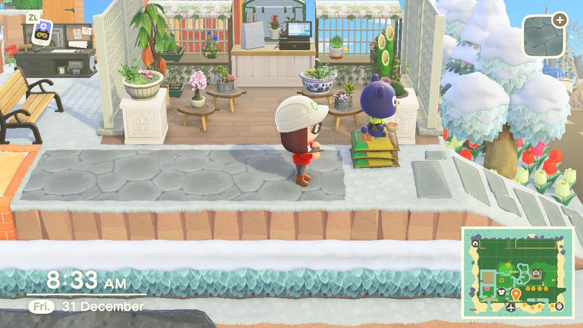 Stacey_ACNH_FC's tweet photo. Don't mind me trying to lay a path, Ponco. You just take your sweet ass time eating your soup on the bags I need to pick up!!! Seriously he won't move!

#AnimalCrossing #ACNH #NintendoSwitch #acnhponcho #acnhplantshop https://t.co/oMMaNEsw6k