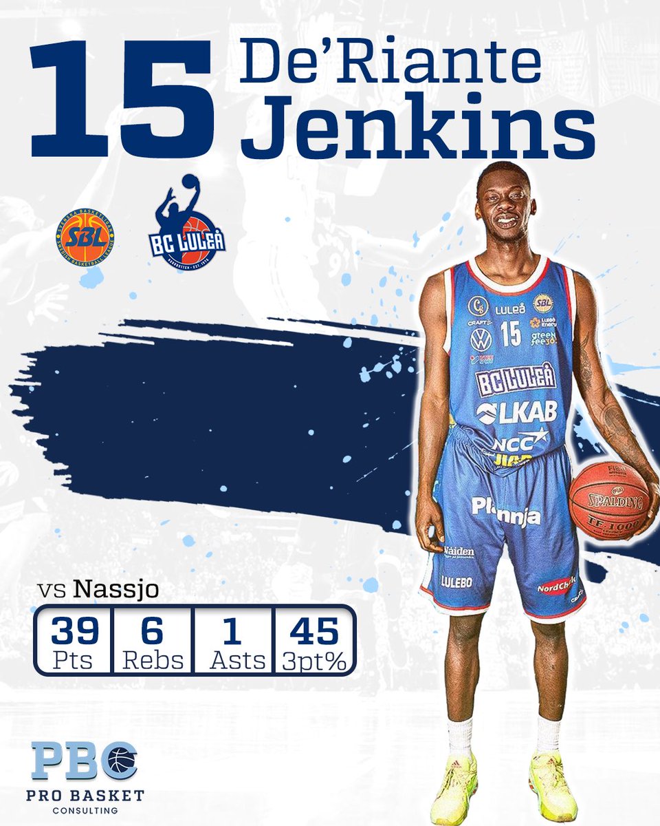 ProBasketCons's tweet photo. De’Riante Jenkins continues to light up Sweden! #PBCFAM https://t.co/jUBbKiNxYm