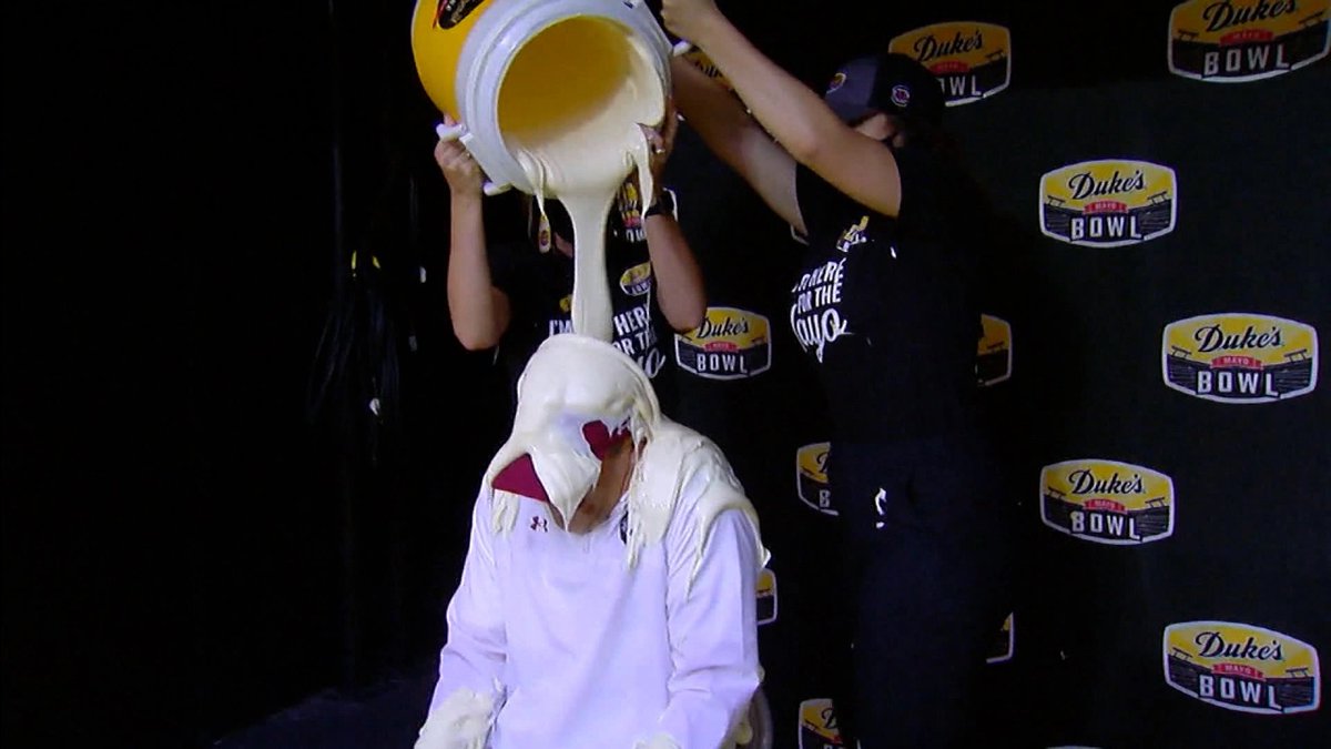 JonFisherSC's tweet photo. @GeorgePapa19 An even happier ending for Slick Willy today would have been the celebratory mayonnaise bath.  Go Cocks! #dukesmayo https://t.co/WEQ5wmPpom