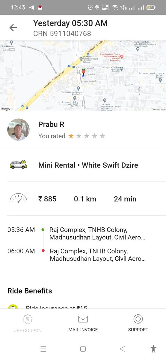 hindolg's tweet photo. The car did not moves an inch, charged Rs 885/- #OLA driver compelled me to cancel the ride at the pickup point after providing the start OTP. Because it was #olamoney payment. #Ola driver partner threw my luggage from the car rudely. I seek resolution of this @bhash https://t.co/TVPTTZ05SD
