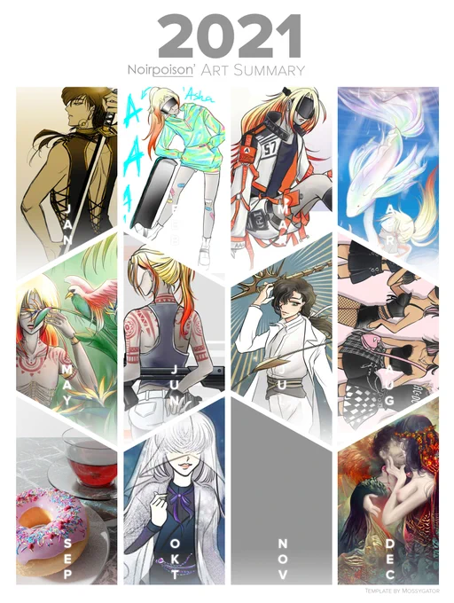 #Artsummary2021 

โบ๋ไปหนึ่งเดือน 555

ส่วนใหญ่เป็นรูปปั่นแต้มบุนจากคอมมู จะว่าไปการลงมูแบบแอคทีฟ(?)นี่ก็ช่วยให้เราผลิตงานออกมาได้ดีแม้อยู่ในสภาวะชีวิตอิหยังวะขนาดนั้นก็ตาม  /ควรลงอีกไหม---

น้องหัวส้มในรูปเป็นเอเลี่ยนนะคะชื่ออาชามาจากคอมมูS7 /แค่กกก

Cr.template  @/mossygator_ 