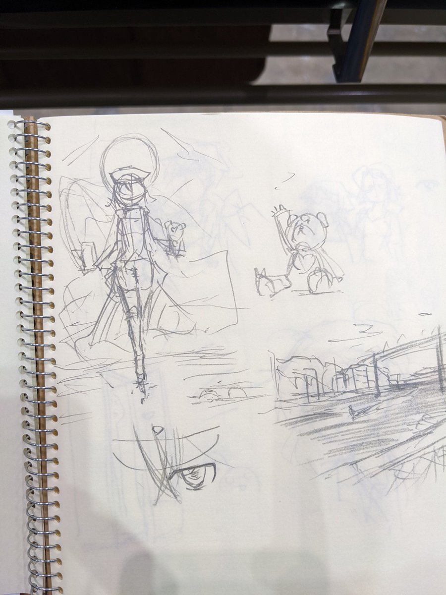 描き納めでもしようかなって持ってきたクロッキー帳開いたら、あきつ丸漫画描こうかなって思いながら描いたコンセプト出てきた(20年1月) 