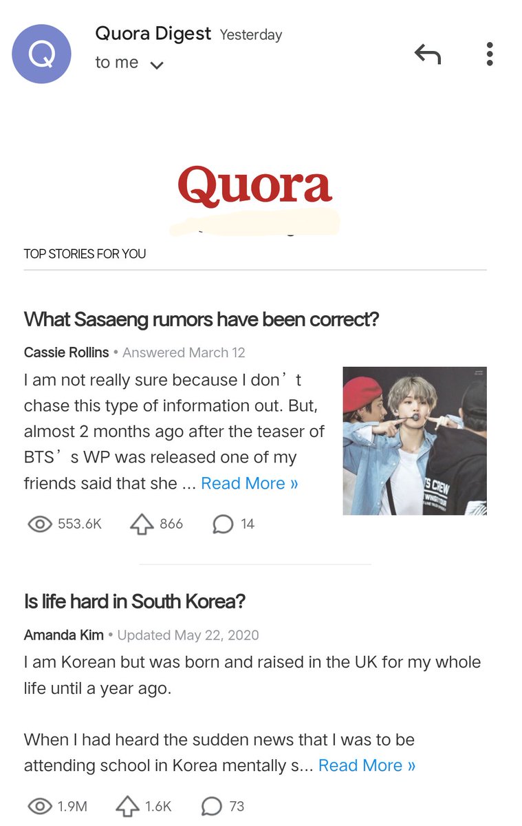 MinseoKyungso0's tweet photo. This @Quora keeps sending me emails everyday. I dont remember ever subscribing, cos if I did, why would i chose to receive topics about that group over EXO 🙄🙄
#quora #unwantedmail #idontcare https://t.co/Oc49InJGKq