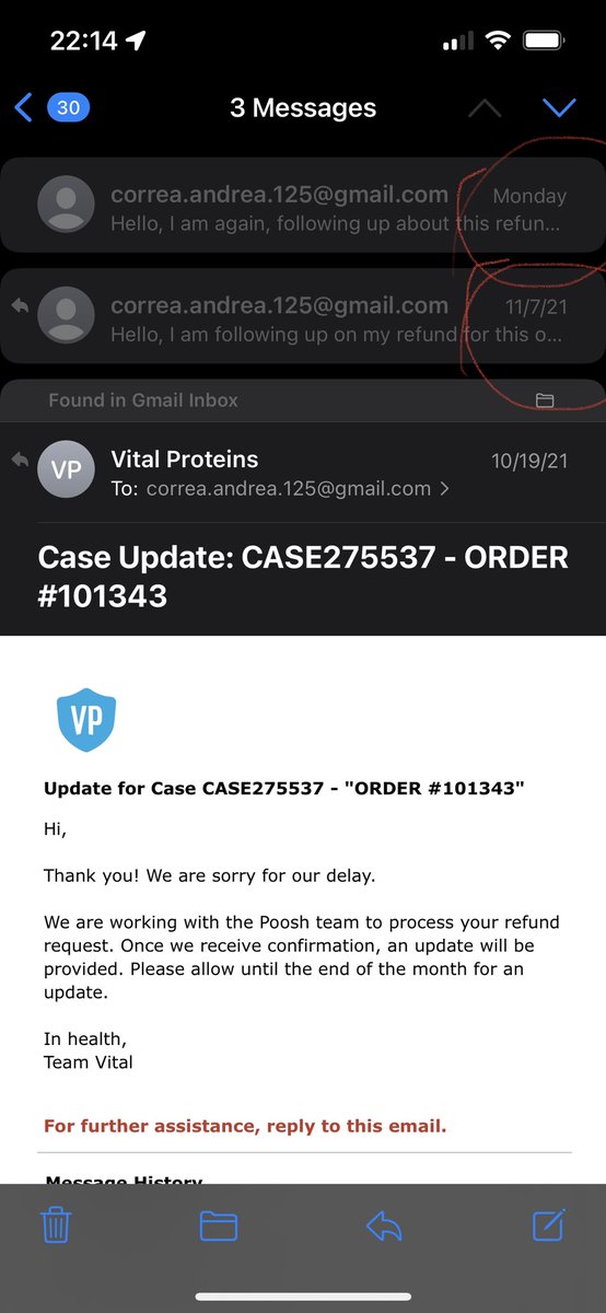 AndreaC125's tweet photo. @vitalproteins I have, I also tried to get through via telephone without success. https://t.co/YWk6auHHno