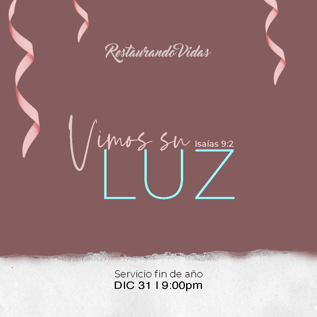 IERvidas's tweet photo. Mañana, agradecidos de Dios, cerramos un capitulo de 365 paginas en Restaurando Vidas, ven y celebra con nosotros! #VimosSuLuz https://t.co/eleCVqUUJX