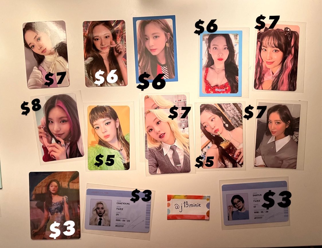 j13minie's tweet photo. WANT TO SELL WTS WTT TWICE ITZY PC // USA 

HAVE: (in pic) lenticular lenti id nayeon momo dahyun tzuyu chae chaeyoung lia yeji 

WANT: (prices in pic) OR any from wl in pinned OR $70 set 

summer nights taste of love formula eyes wide open guess who crazy in love fol tol cil ewo https://t.co/ArXq2HjTiV