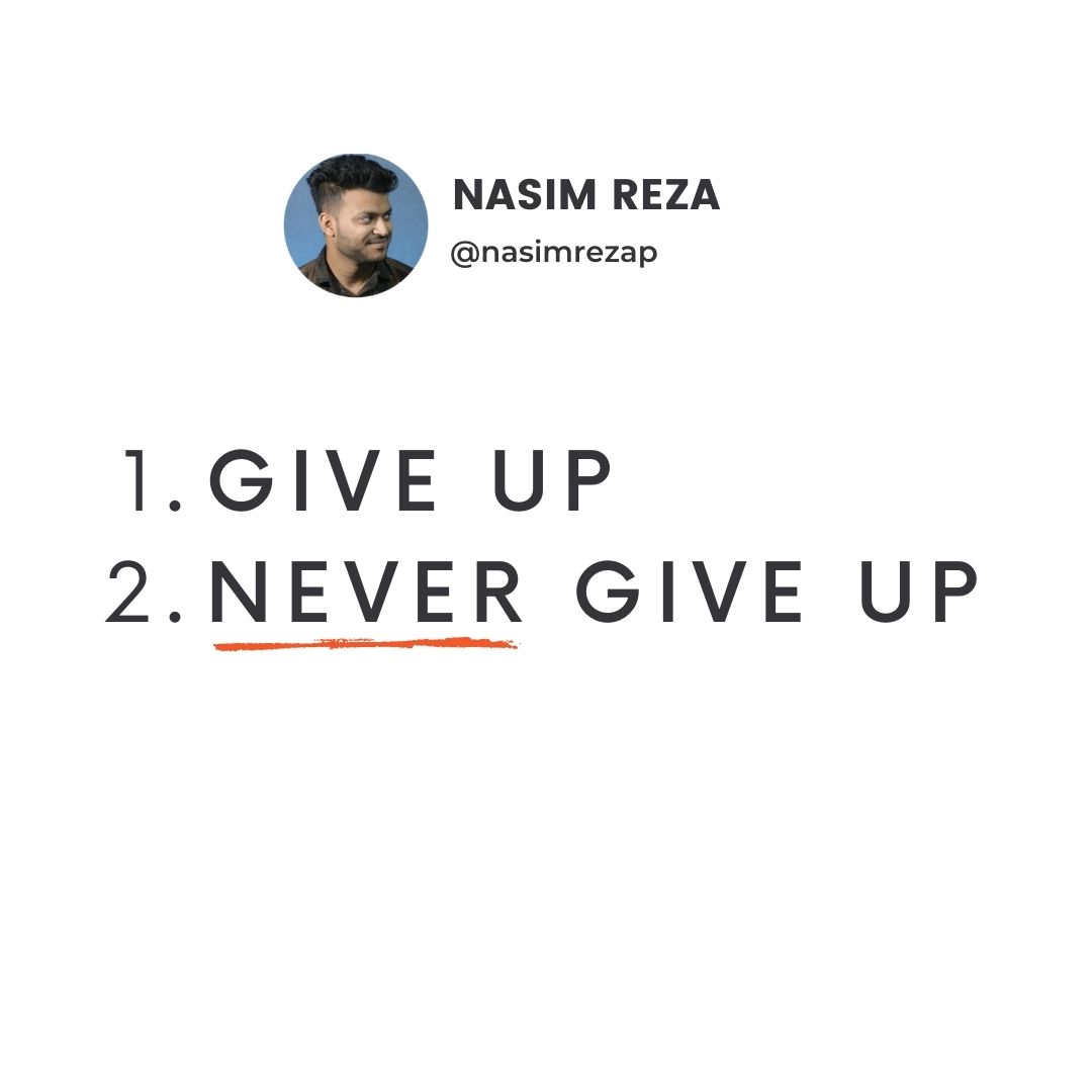 You only have two options. The choice is yours.

1. Give up
2. Never give up

#nevergiveup #nevergiveupquotes #nevergiveuponyourdreams #nevergiveup💪 #nevergiveuponyourself #nevergiveuphope #nevergiveuponyou #nevergiveupyourdreams #nevergiveup👊 #nevergiveup💪🏿 #nevergiveupinlife