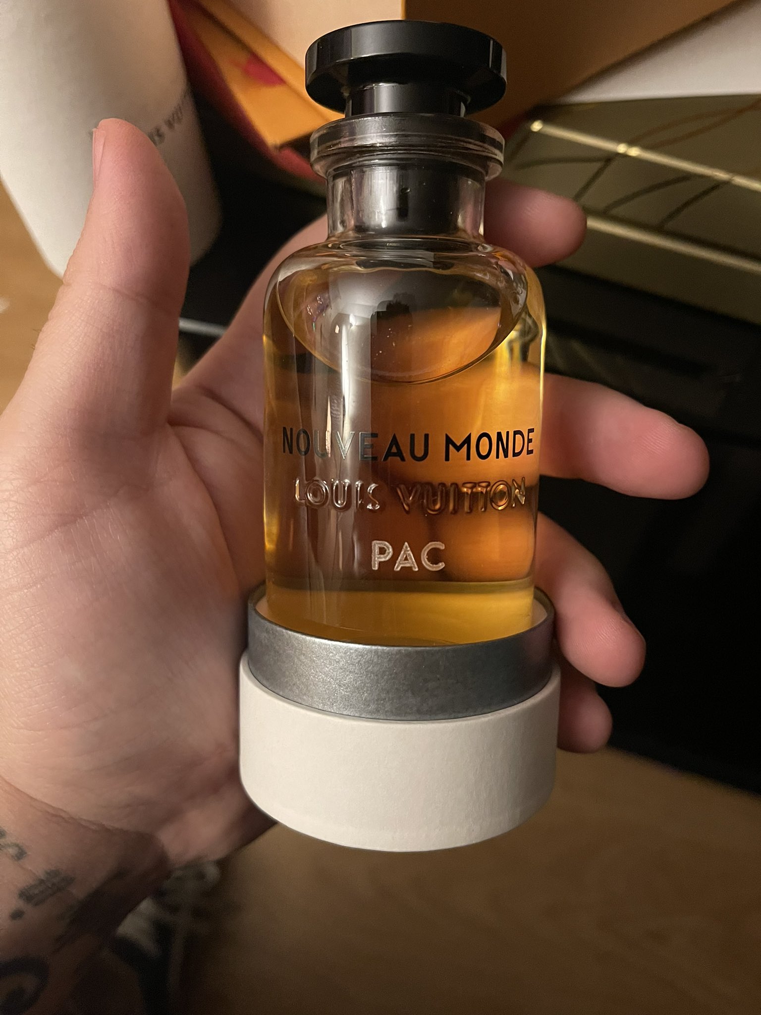 Frank Cicero on X: I love this @LouisVuitton fragrance but they engraved  my bottle wrong and I ordered it online 🥴 I'm FAC not PAC lol   / X