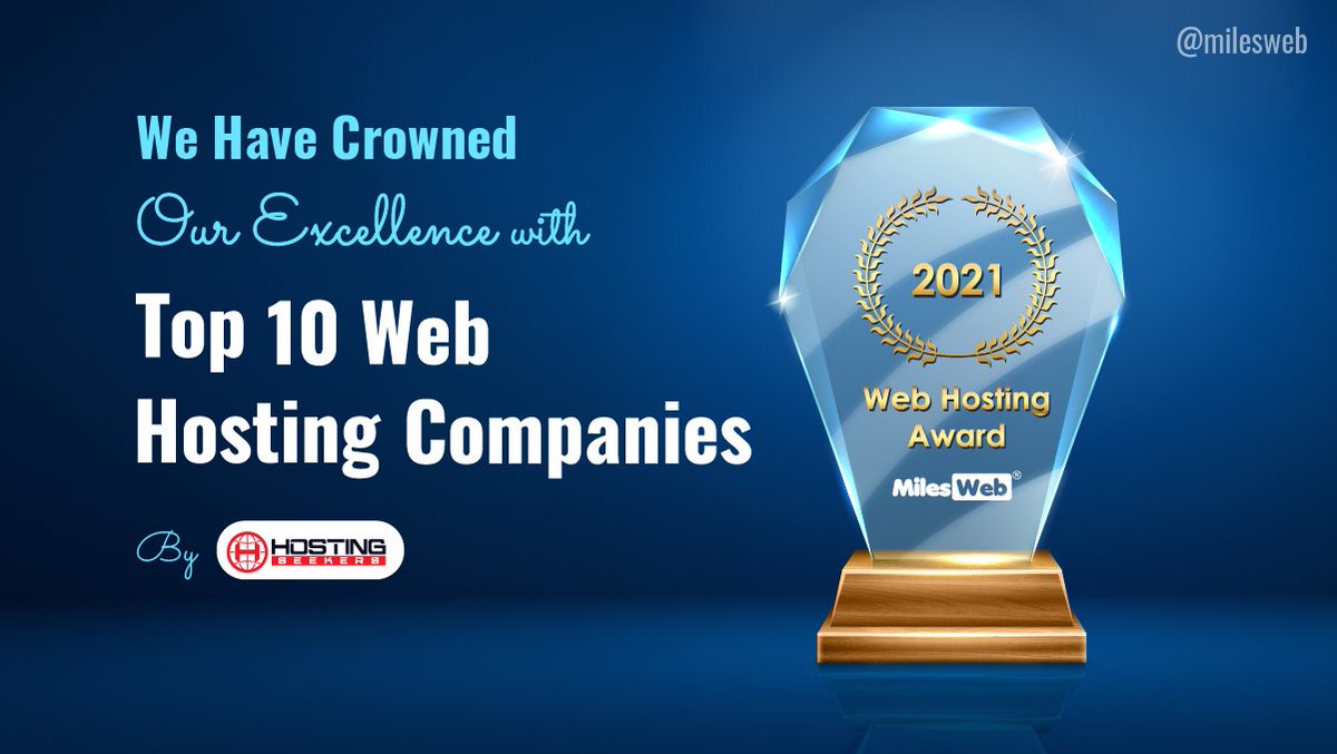 MilesWeb's tweet photo. Fortunate enough for the nomination and grateful enough for the victory!
Thank you @Hostingseekers1
#Award #AwardWinning #WebHostingAward #Hosting #WebHosting #HostingSeekers #HostingSeekersAward #TopWebHosting https://t.co/y4Dn5391ES