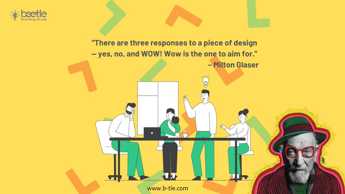 StudioBeetle's tweet photo. "“There are three responses to a piece of design — yes, no, and WOW! Wow is the one to aim for.”
– Milton Glaser"#webdesign #webdevelopment #websitedesign #userinterface #webdesigncompany #css #beetlebrandingstudio #beetler @MiltonGlaserInc https://t.co/MbdBvTrurZ https://t.co/WuShaoNgln