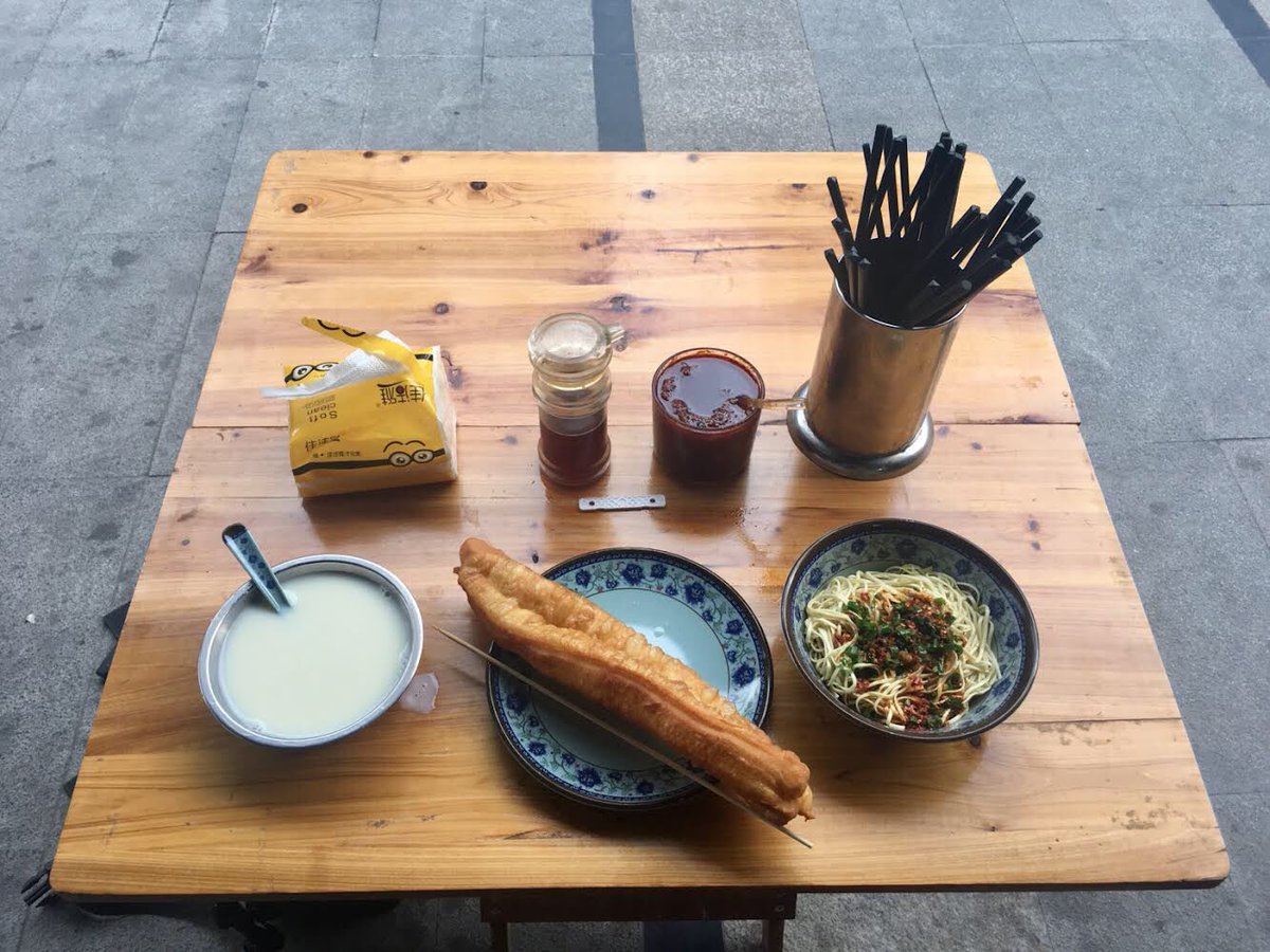 TomCWanger's tweet photo. Favorite food: Traditional #Chinesebreakfast, just outside our place – unbeatable for a great start into the day! https://t.co/fJ1sMQg9KF