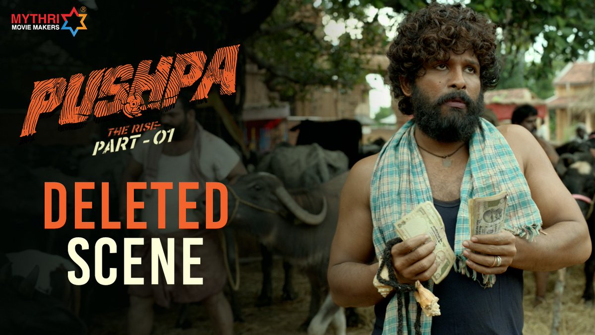 PushpaMovie's tweet photo. Pushpa Raj's attitude 🔥🔥

Check out #PushpaTheRise deleted scene.

▶️ https://t.co/5Q8cRAfgOE

Book your tickets now for the MASSive Blockbuster 💥💥

#PushpaBoxOfficeSensation 

@alluarjun @iamRashmika @aryasukku @ThisIsDSP @MythriOfficial https://t.co/rxIvoKIdWa