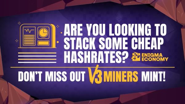EnigmaECONOMY's tweet photo. Tune in on January 2nd to learn more about the V3 miners! If you’re already a holder of an Enigma NFT (V1/V2), then you already get a WL! Make sure you’re in our discord. #nftart #NFTs #NFTCommunity #nftcollector https://t.co/MC2uDtg8cQ