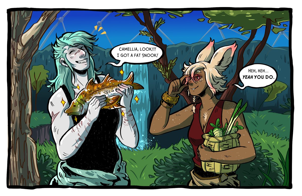 FurysGaze's tweet photo. My wife and I can't stop making inappropriate jokes about a certain fish. #roegadyn #viera #ffxiv https://t.co/UM14iHh6Fi