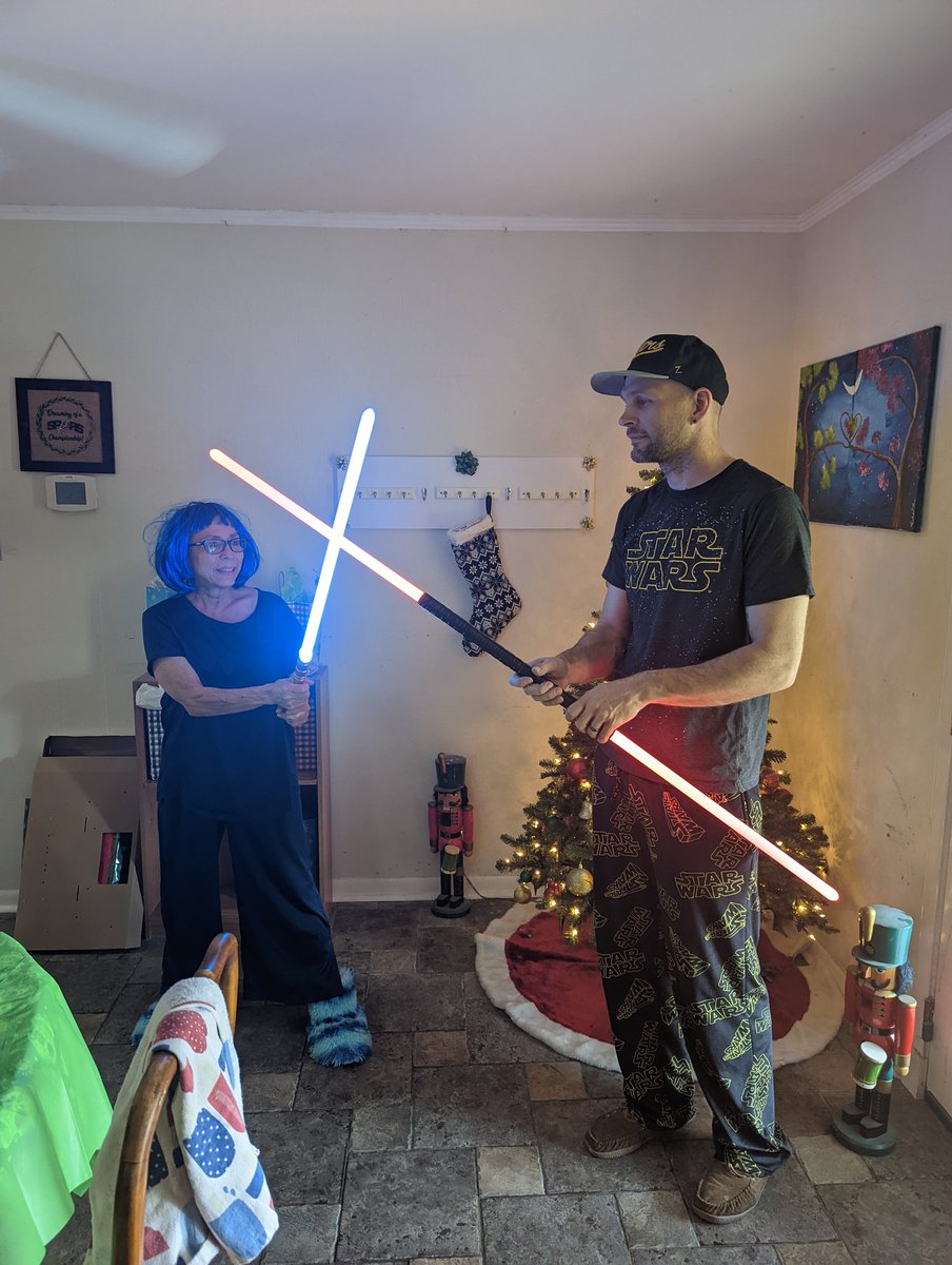 acfreeman7's tweet photo. I finally got my lightsaber &amp; so did various mbrs of my family. 
Yes, we are a family of nerds &amp; proud of it ♥️
@NISDRawlinson 
@NISDSpecialEd 
@NISD 
@NISDMSScience https://t.co/mLhGSXs3hd