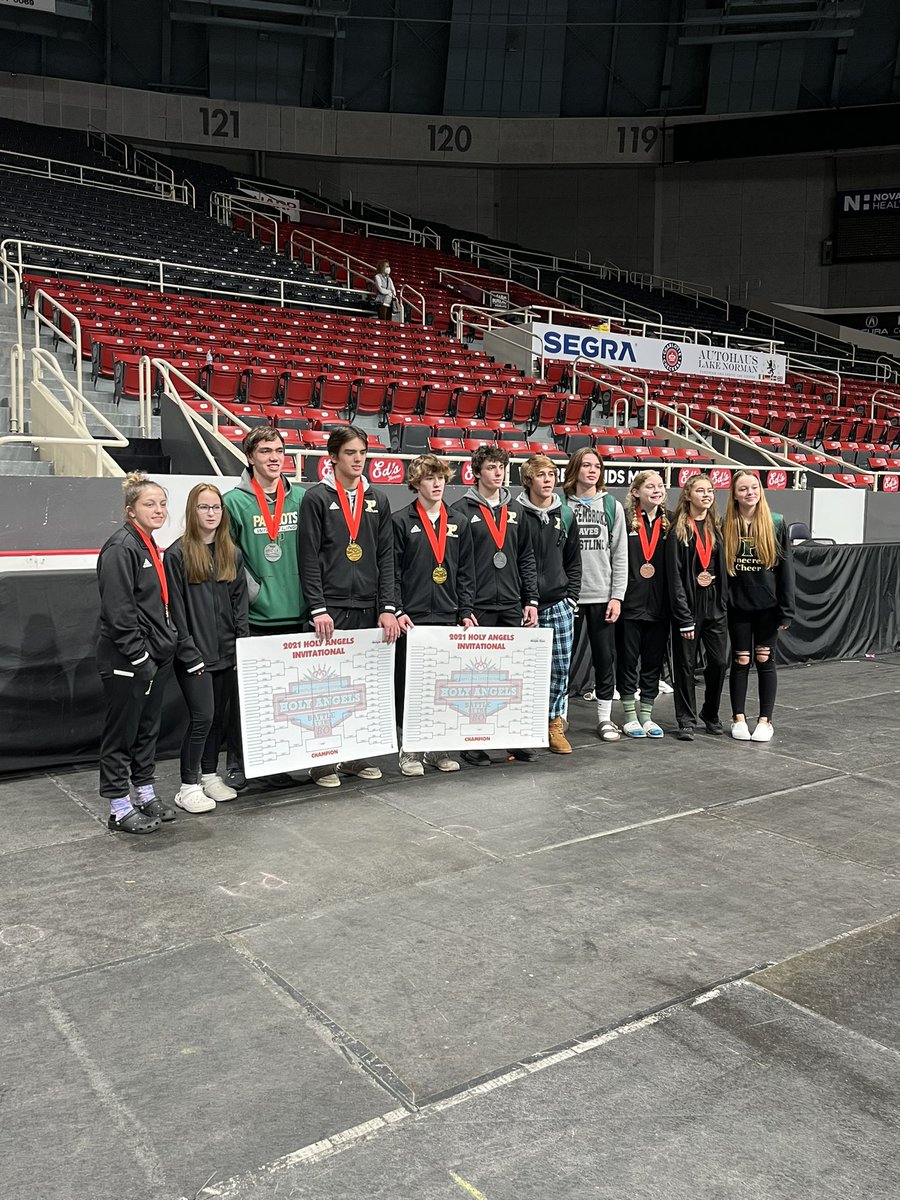 PC_Wrestling's tweet photo. With just two days notice, we changed our plans from a dual team event in Atlanta GA to @HolyAngelsInvtl We were extremely light on 🤼‍♀️’s but competed on a massive scale! 2x Boys Champs, a 7th and an 8th placer. Girls crushed it with three 3rd place winners! #pcpride #wrestlepc https://t.co/ZFCiVbbo1t