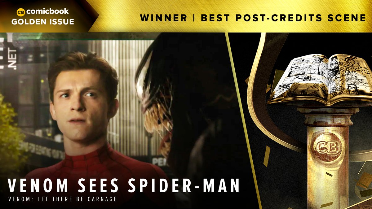ComicBook's tweet photo. The 2021 https://t.co/mm6Alz3Dw0 #GoldenIssue Award for Best Post-Credits Scene goes to… #VenomLetThereBeCarnage!
https://t.co/JYmtAQZVhO https://t.co/1S9ZaeuDLh