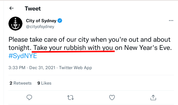 chen_bin's tweet photo. When 21151 total new cases of COVID-19 were recorded on 31/12/2021, I should still attend #SydNYE and "take my rubbish with me" https://t.co/CRsFnxv9rT