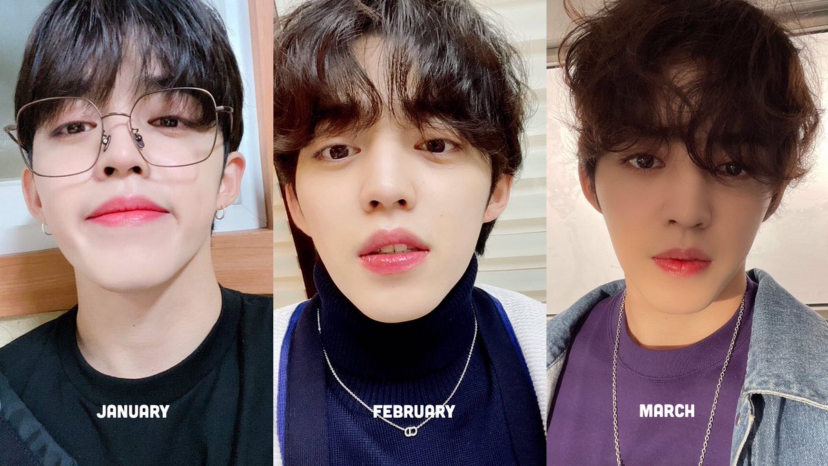 sounds_of_cheol's tweet photo. a selca of scoups every month this year ❤️ https://t.co/UrFXQ7vJM6