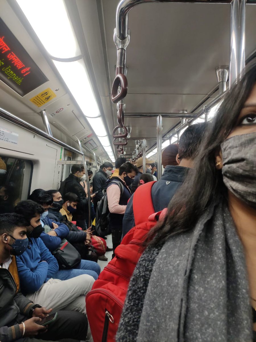 varunsavs's tweet photo. @nidhiearth26 @ArvindKejriwal @msisodia @SatyendarJain @raghav_chadha @LtGovDelhi @HardeepSPuri @IndiaToday @ndtv @ANI @CMODelhi Today's situation is worse than yesterday on metro starting from Vaishali. People sitting on all seats, standing like jam packed crowd. Where are officials and flying squad in morning time when it is most needed? https://t.co/IgrhuSfBSZ