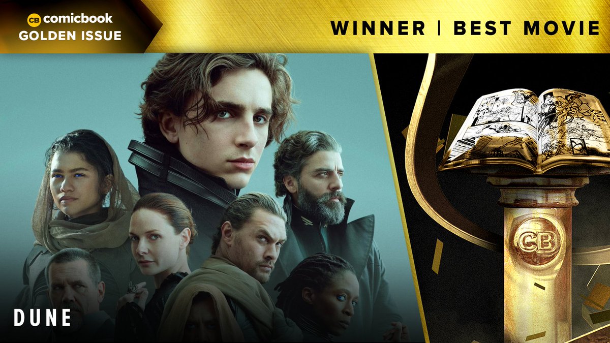 ComicBook's tweet photo. The 2021 https://t.co/mm6Alzleny #GoldenIssue Award for Best Movie goes to… #DuneMovie! https://t.co/TcYpYz5K3W https://t.co/SUkHhW06qK